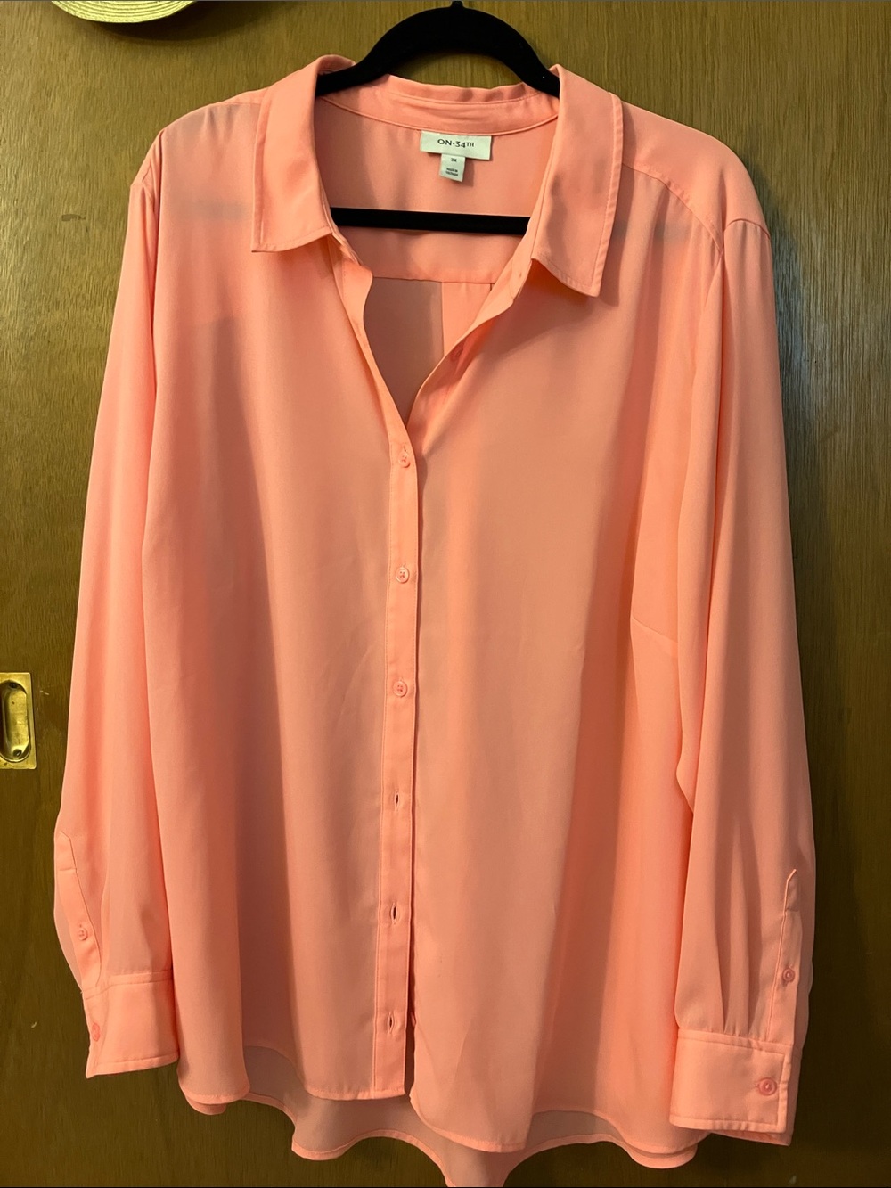 ON-34th Coral Button-Up Blouse